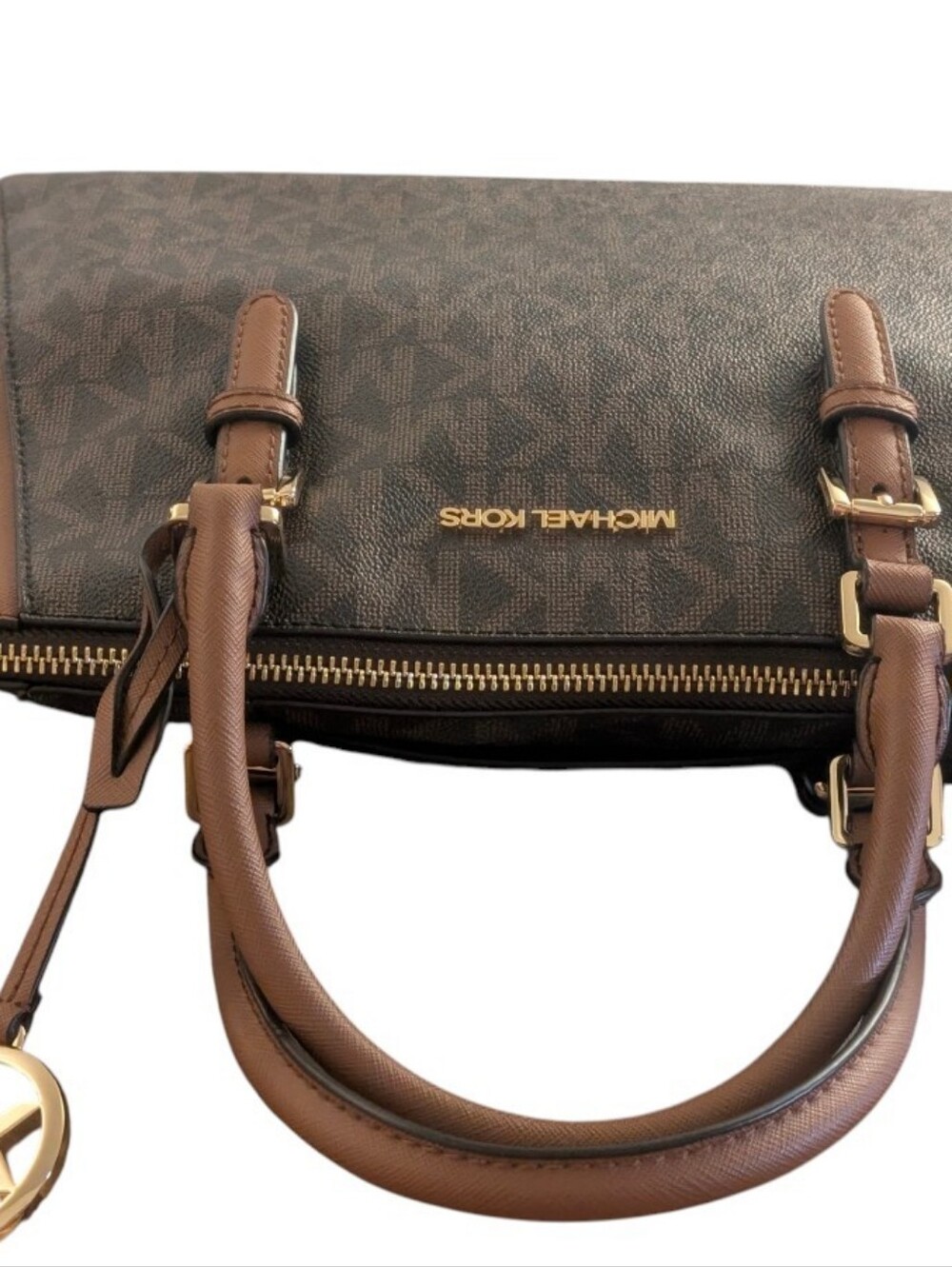 New Michael KORS Ciara Large Logo Acorn Leather Satchel - Picture 3 of 10